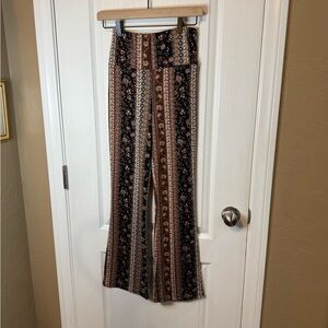 Floral Striped Women's Flare Pants